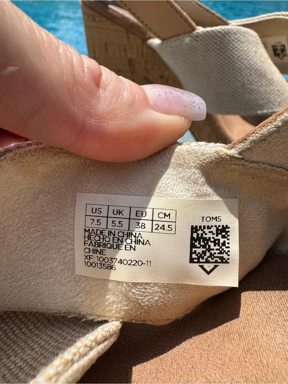 Toms Beige Crisscross Cork Platform Wedges